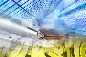 Mail signs, graph and buildings