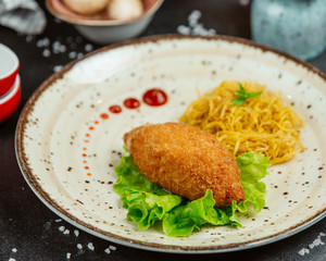 Chicken cutlet with french fries
