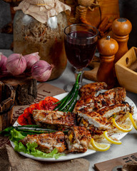 Grilled meat with green pepper