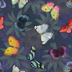 Butterfly Art. Watercolor Illustration. Seamless pattern. Watercolor Hand Drawn Background.