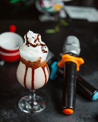 Coffee milkshake topped with whipped cream
