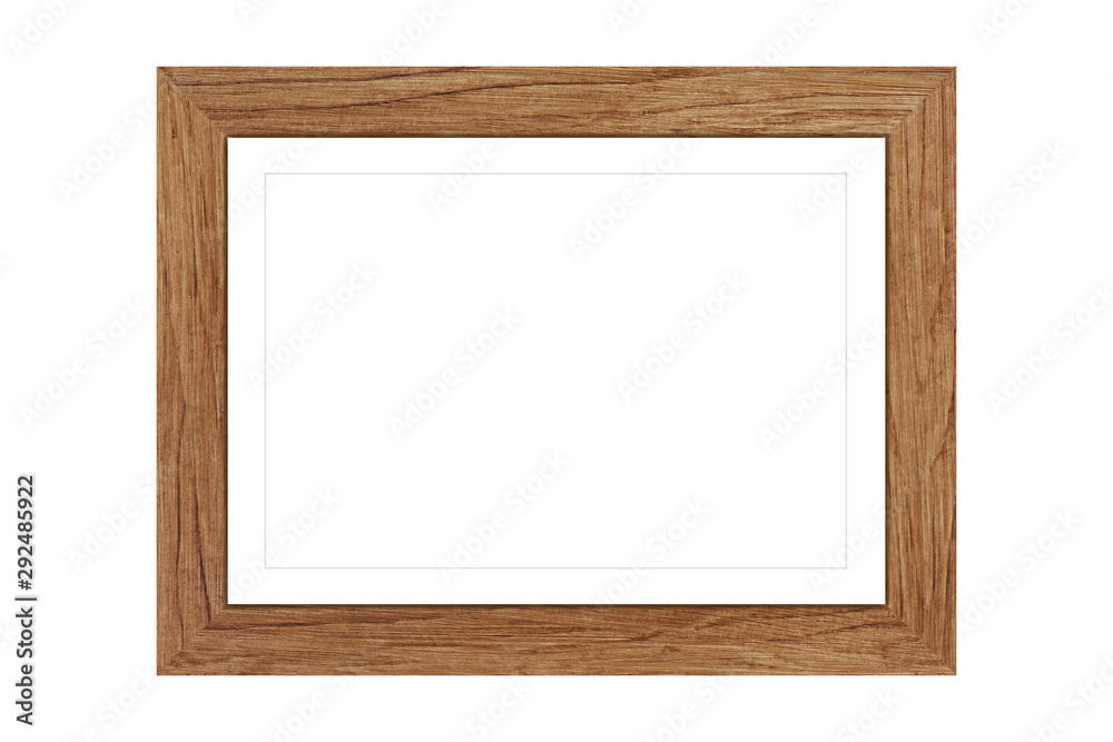 Wall mural wood picture frame isolated on white background with clipping path . image display concept