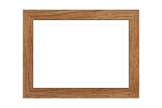 Wood picture frame isolated on white background with clipping path . Image display concept