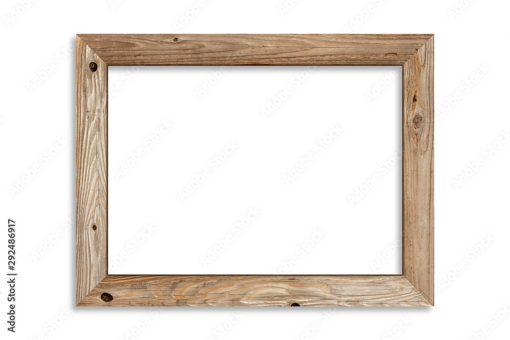 Wall mural wood picture frame isolated on white background with clipping path . image display concept