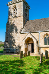 Fototapeta na wymiar The Parish Church of Saint Mary in Lower Slaughter village in the Cotswold district of Gloucestershire, UK