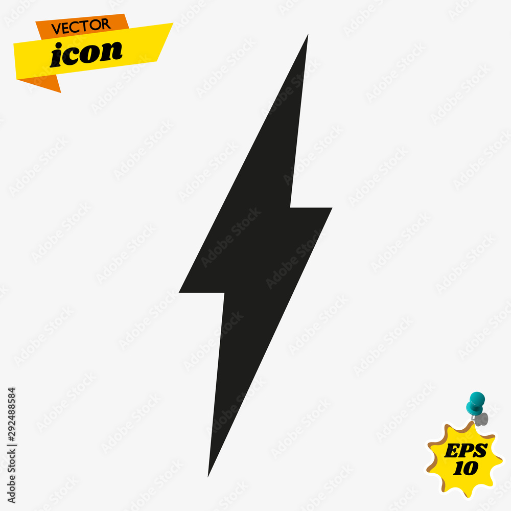 Poster Lightning, electric power vector logo design element. Energy and thunder electricity symbol concept. Lightning bolt sign in the circle. Flash vector emblem template. Power fast speed logotype