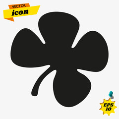 Four leaf clover icon. Black icon isolated on white background. Clover silhouette. Simple icon. Web site page and mobile app design vector element.