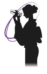 シェーカーを持つ女性シルエット