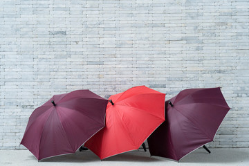 Red umbrella stand out from the rest