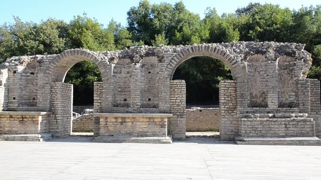 Butrint National Park, Albania. Theatre of Buthrotum. Ancient Greek colony and later Roman city and bishopric. Archaeological site. The ruins of Butrint. Culture and heritage. UNESCO World Heritage.