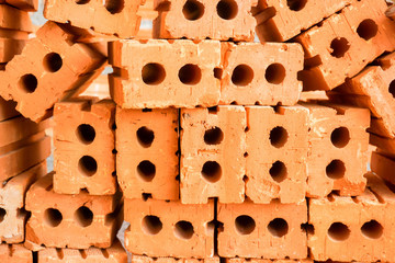 Closeup stacked bricks available wallpaper and background.
