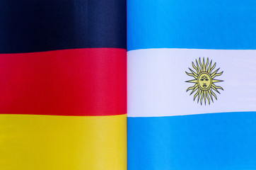 national flags of Germany and Argentina close-up policy