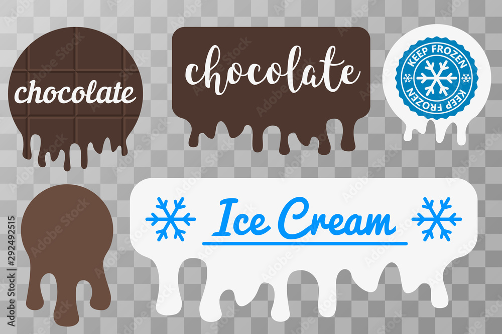 Aufkleber chocolate is dripping. drops of ice cream. dripping liquid. current drops. vector illustration. colo