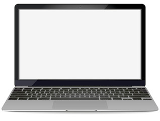 mockup with blank screen - front view.Open laptop with blank screen isolated on background - vector illustration.