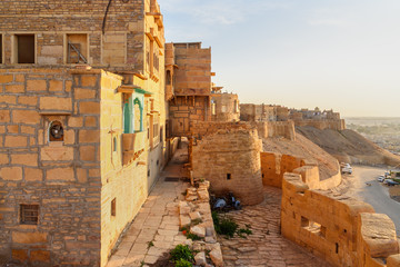 Architecture of Jaisalmer fort at morning. India