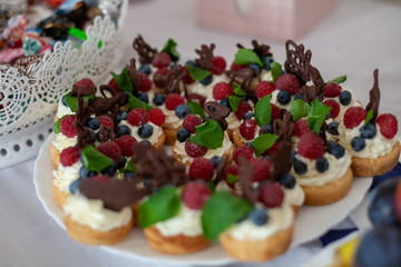 tartlets with quark filling and berries
