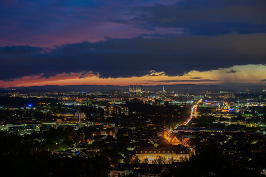 Karlsruhe Durlach vom Turmberg Langzeitbelichtung