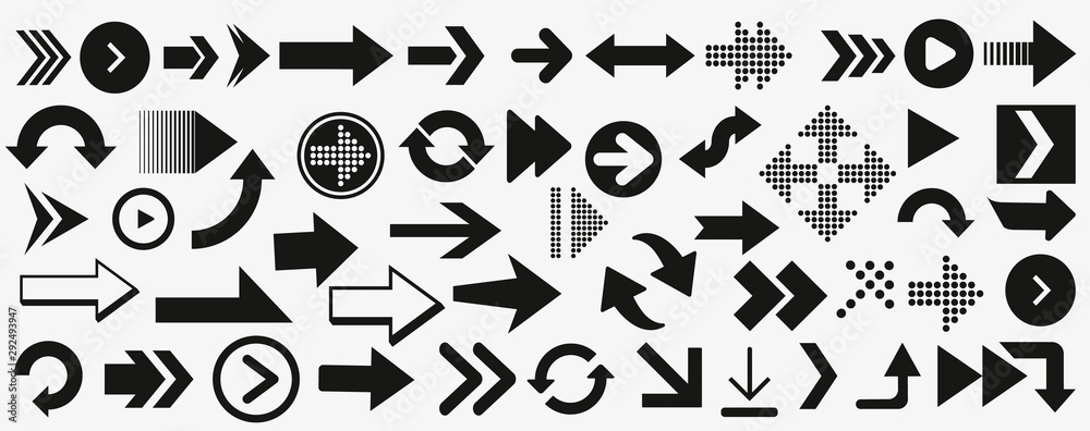 Poster arrows vector collection black. different black arrows icons,vector set. abstract elements for busin