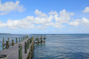 Fototapeta na wymiar Beautiful resort overlooking Vaiala Beach at Siumu Village, Samoa