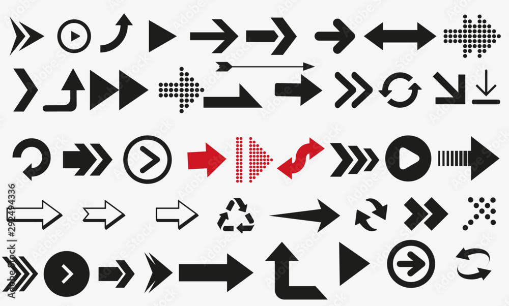 Poster arrows vector collection black. different black arrows icons,vector set. abstract elements for busin