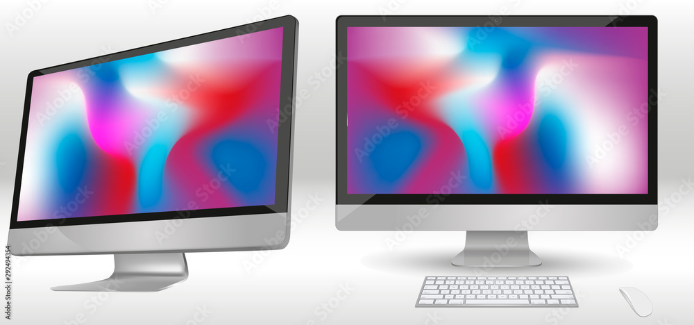 Poster modern monitor isolated on background. vector mockup. vector realistic illustration.