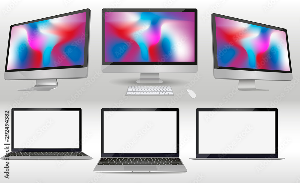 Aufkleber modern laptop computer isolated on background. vector mockup. vector realistic illustration.
