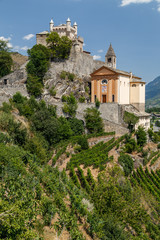 Fototapeta premium Medieval castle of Saint-Pierre in Aosta Valley, Italy