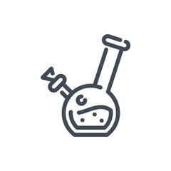 Weed bong line icon. Marijuana smoking water pipe vector outline sign.