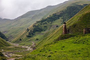 A Tower in the remote region of Upper Khevsureti near Shatili, Georgia. 