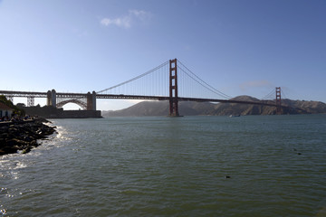 Fototapeta na wymiar Goldem gate bridge from San Francisco marina