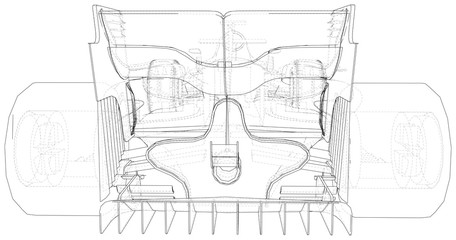 Race car. Wire-frame. EPS10 format. Vector created of 3d