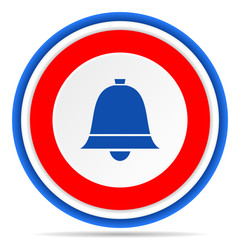 Bell, ring, alarm round icon, red, blue and white french design illustration for web, internet and mobile applications