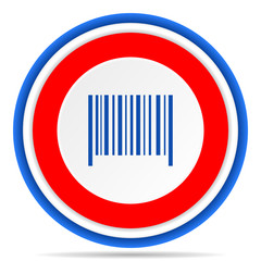 Barcode round icon, red, blue and white french design illustration for web, internet and mobile applications