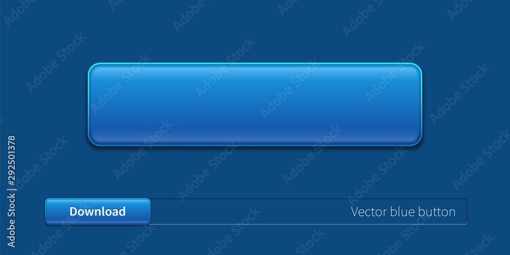 Poster Blue trendy button for website, app and ui. Vector concept element for web design. Modern button template.