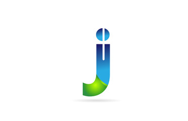 alphabet letter j blue green for company logo icon design