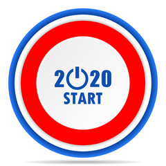 New year 2020 round icon, red, blue and white french design illustration for web, internet and mobile applications