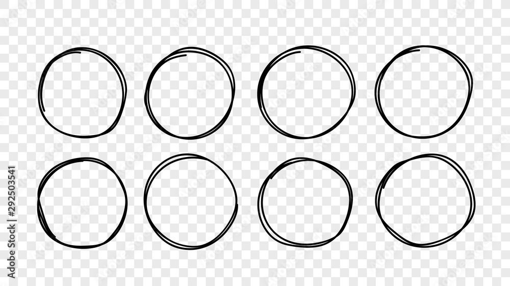 Poster hand drawn circle sketch frame set. elements for concept design. doodle style.