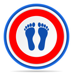 Foot round icon, red, blue and white french design illustration for web, internet and mobile applications