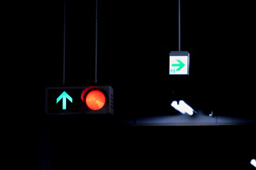 No entry, Emergency exit here - Instruction mark in the underground facilities.