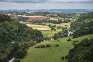 Fototapeta na wymiar Stunning Summer landscape of view from Symonds Yat over River Wye in English and Welsh countryside