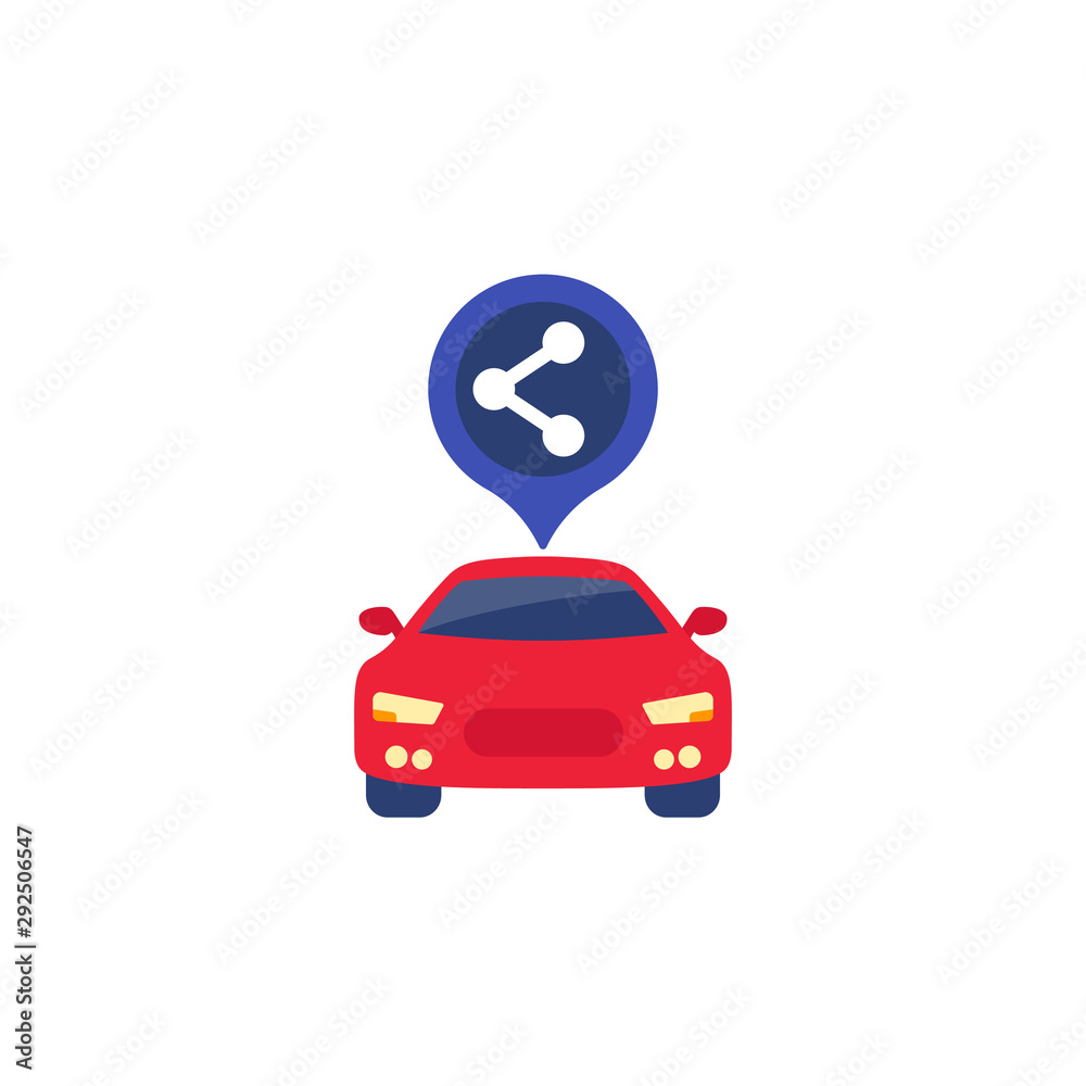 Sticker carsharing service vector flat icon