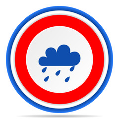 Rain round icon, red, blue and white french design illustration for web, internet and mobile applications