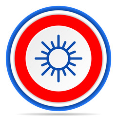 Sun round icon, red, blue and white french design illustration for web, internet and mobile applications