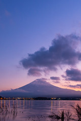 Fuji mountain and snowcap in Twilight, Japan.
