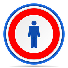 Male round icon, red, blue and white french design illustration for web, internet and mobile applications