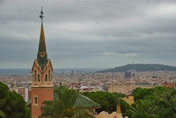 Fototapeta na wymiar Barcelona, Spain - 14.08.2019: Park Guell and the Gaudi Museum in the park