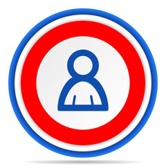 Person round icon, red, blue and white french design illustration for web, internet and mobile applications
