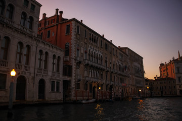 Sunset descends over romantic Venice, Italy