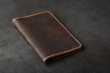 Dark Brown Leather Passport Cover. Genuine leather, handmade.