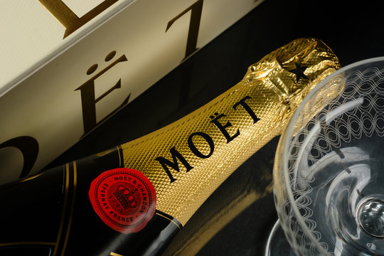 Bottle of Mo&euml;t & Chandon. Mo&euml;t & Chandon is one of the largest champagne producers in the world. Founded in 1743,